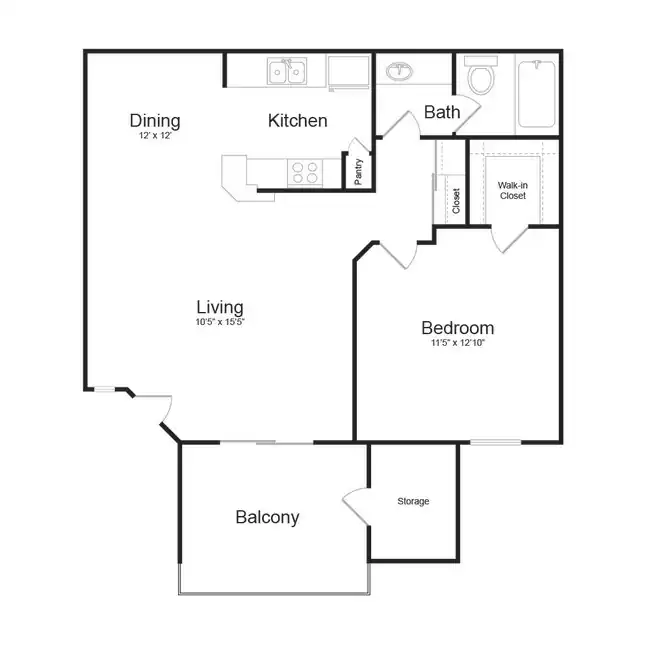 1 Bed 1 Bath B 315 315 floor plan